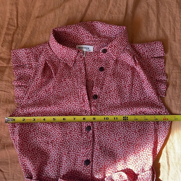 Monteau Mono print Pleat Cap Sleeve Dress - Picture 5 of 7